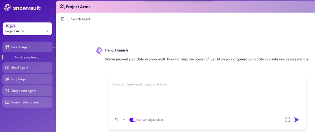 Snowvault dashboard