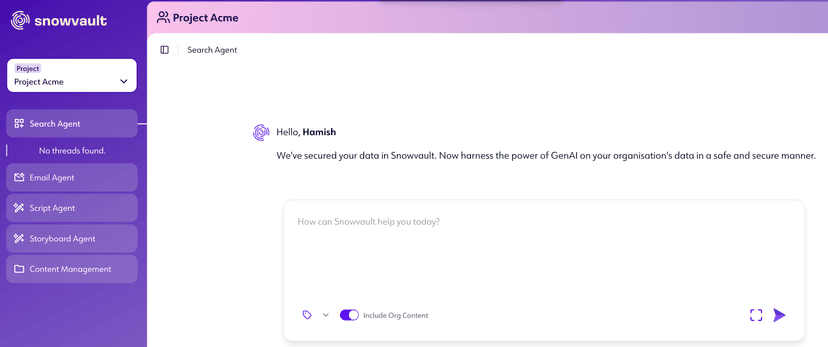Snowvault dashboard