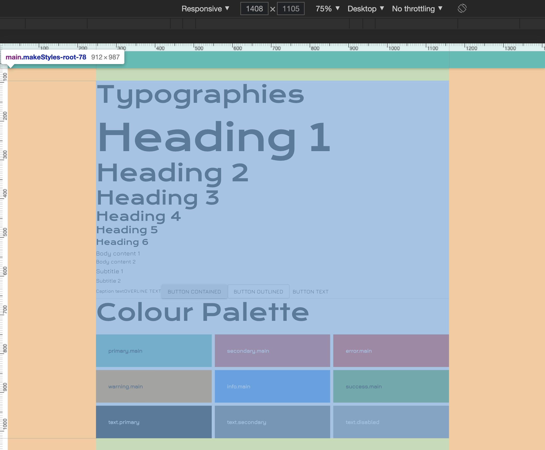 Screenshot showing the new Body Content box-model representation, highlighting both the applied margins and padding.
