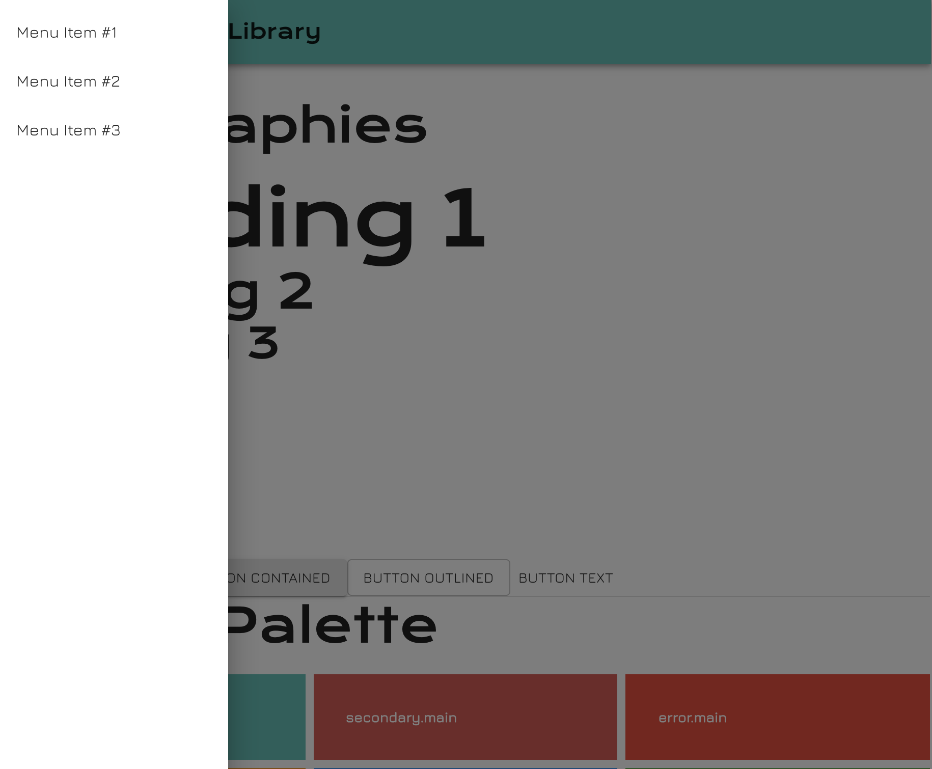 Screenshot showing the new Main Menu Navigation open. The body content is over layed by a dark opaque click away event listener.