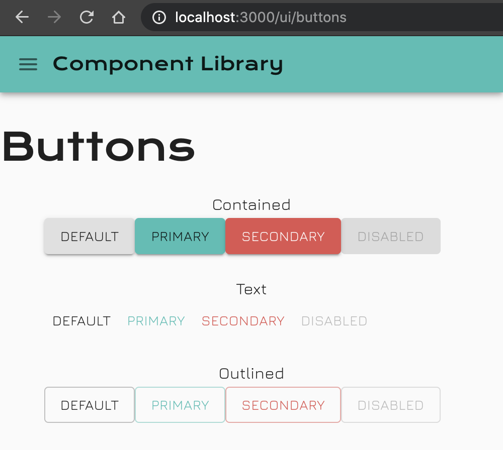 Screenshot of the Buttons route